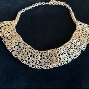 1960s Sarah Coventry Women Gold Tone Cleopatra Chantilly Lace Egyptian Necklace